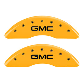 MGP 4 Caliper Covers Engraved Front & Rear GMC Yellow finish black ch