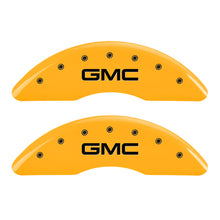 Carregar imagem no visualizador da galeria, MGP 4 Caliper Covers Engraved Front &amp; Rear GMC Yellow finish black ch