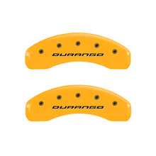 Load image into Gallery viewer, MGP 4 Caliper Covers Engraved Front &amp; Rear Durango Yellow Finish Black Char 2007 Dodge Durango