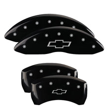 Carregar imagem no visualizador da galeria, MGP 4 Caliper Covers Engraved Front &amp; Rear Bowtie Black finish silver ch