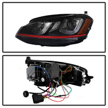 Carregar imagem no visualizador da galeria, Spyder Volkswagen Golf VII 14-16 Projector Headlights DRL LED Red Stripe Blk PRO-YD-VG15-RED-DRL-BK