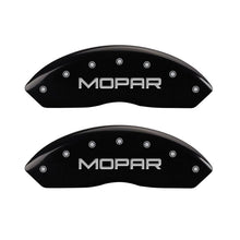 Carregar imagem no visualizador da galeria, MGP 4 Caliper Covers Engraved Front &amp; Rear MOPAR Black finish silver ch
