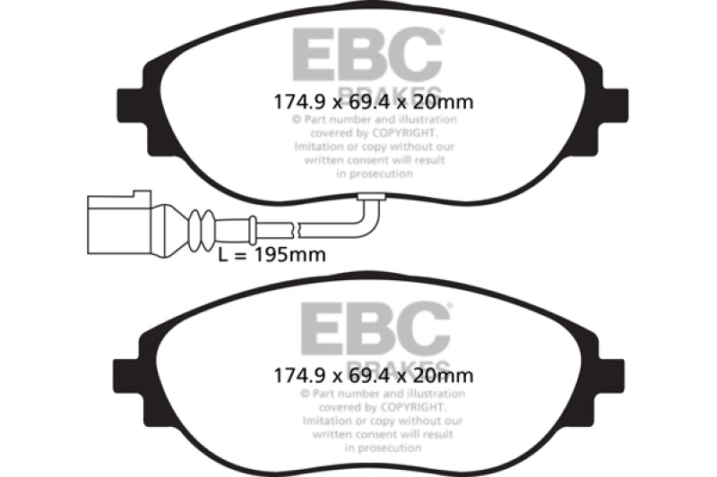 EBC 14+ Audi S3 2.0 Turbo Yellowstuff Front Brake Pads