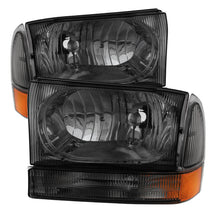 Carregar imagem no visualizador da galeria, Xtune Ford F250/350/450 Superduty 99-04 Crystal Headlights w/ Bumper Lights HD-JH-FF25099-AM-SM