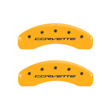 Load image into Gallery viewer, MGP 4 Caliper Covers Engraved Front &amp; Rear C7/Corvette Yellow finish black ch