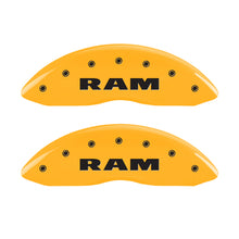 Load image into Gallery viewer, MGP 4 Caliper Covers Engraved Front &amp; Rear Ram Yellow Finish Black Char 2006 Dodge Durango