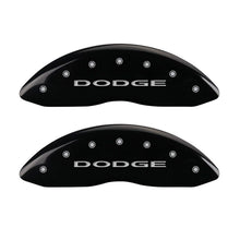 Carregar imagem no visualizador da galeria, MGP Front set 2 Caliper Covers Engraved Front With out stripes/Dodge Black finish silver ch