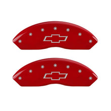 Carregar imagem no visualizador da galeria, MGP Front set 2 Caliper Covers Engraved Front Bowtie Red finish silver ch