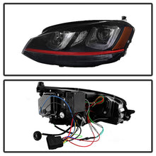 Carregar imagem no visualizador da galeria, Spyder Volkswagen Golf VII 14-16 Projector Headlights DRL LED Red Stripe Blk PRO-YD-VG15-RED-DRL-BK