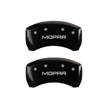 Carregar imagem no visualizador da galeria, MGP 4 Caliper Covers Engraved Front &amp; Rear MOPAR Black finish silver ch