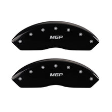 Carregar imagem no visualizador da galeria, MGP Front set 2 Caliper Covers Engraved Front MGP Black finish silver ch