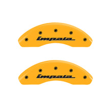 Carregar imagem no visualizador da galeria, MGP 4 Caliper Covers Engraved Front &amp; Rear Impala Yellow finish black ch