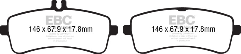 EBC 2015+ Mercedes-Benz AMG GT S 4.0TT Orangestuff Rear Brake Pads