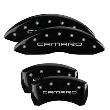 Carregar imagem no visualizador da galeria, MGP 4 Caliper Covers Engraved Front &amp; Rear Gen 4/Camaro Black finish silver ch