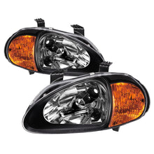 Carregar imagem no visualizador da galeria, Xtune Honda Del Sol 93-97 1Pc Amber Crystal Headlights Black HD-ON-HDEL93-1P-AM-BK
