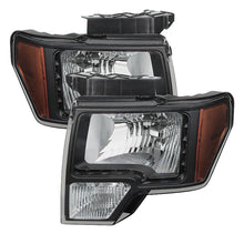 Carregar imagem no visualizador da galeria, Xtune Ford F150 09-14 Amber Crystal LED Headlights Black HD-JH-FF15009-LED-AM-BK