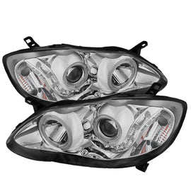 Xtune Toyota Corolla 03-08 Projector Headlights LED Halo Chrome PRO-JH-TC03-LED-AM-C