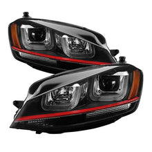 Carregar imagem no visualizador da galeria, Spyder Volkswagen Golf VII 14-16 Projector Headlights DRL LED Red Stripe Blk PRO-YD-VG15-RED-DRL-BK