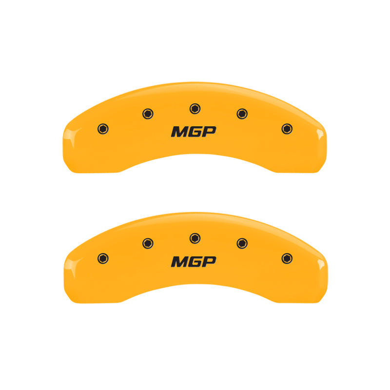 MGP 4 Caliper Covers Engraved Front & Rear MGP Yellow Finish Black Char 2005 Chrysler Pacifica