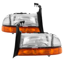 Carregar imagem no visualizador da galeria, xTune Dodge Dakota 97-04 OEM Style Headlights w/ Amber Bumper Lights - Chrome HD-JH-DDAK97-AM-SET