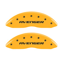 Load image into Gallery viewer, MGP 4 Caliper Covers Engraved Front &amp; Rear With out stripes/Avenger Yellow finish black ch