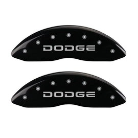 MGP 4 Caliper Covers Engraved Front & Rear Broken D/Dodge Black finish silver ch