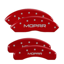Carregar imagem no visualizador da galeria, MGP 4 Caliper Covers Engraved Front &amp; Rear Silverado Red finish silver ch