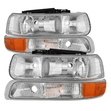 Carregar imagem no visualizador da galeria, xTune Chevy Silverado 1500 99-02 OEM Style Headlights w/ Bumper Lights - Chrome HD-JH-CSIL99-OE-SET