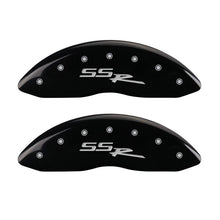 Carregar imagem no visualizador da galeria, MGP 4 Caliper Covers Engraved Front &amp; Rear SSR Black finish silver ch