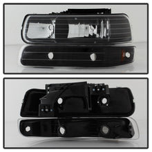Carregar imagem no visualizador da galeria, Xtune Chevy TahOE 00-06 Amber Crystal Headlights w/ Bumper Lights Black HD-JH-CSIL99-SET-AM-BK