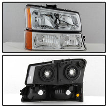 Carregar imagem no visualizador da galeria, Xtune Chevy Silverado 2500HD 03-06 Crystal Headlights w/ Bumper Lights Chrome HD-JH-CSIL03-AM-C-SET