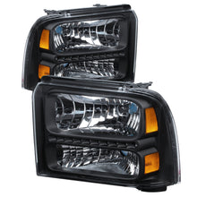Carregar imagem no visualizador da galeria, Xtune Ford F250/350/450 Super Duty 05-07 Crystal Headlights w/ LED Black HD-JH-FS05-LED-BK