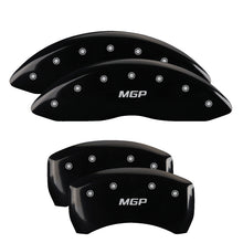 Carregar imagem no visualizador da galeria, MGP Front set 2 Caliper Covers Engraved Front With out stripes/Dodge Black finish silver ch