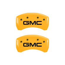 Carregar imagem no visualizador da galeria, MGP 4 Caliper Covers Engraved Front &amp; Rear GMC Yellow Finish Black Char 2019 GMC Arcadia