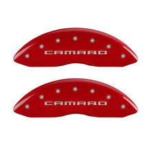 Carregar imagem no visualizador da galeria, MGP 4 Caliper Covers Engraved Front &amp; Rear Gen 5/Camaro Red finish silver ch