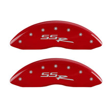 Carregar imagem no visualizador da galeria, MGP 4 Caliper Covers Engraved Front &amp; Rear SSR Red finish silver ch