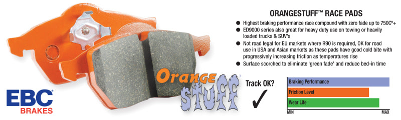 EBC 01-03 Porsche 911 (996) (Cast Iron Rotor only) 3.6 Twin Turbo GT2 Orangestuff Front Brake Pads