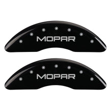 Carregar imagem no visualizador da galeria, MGP 4 Caliper Covers Engraved Front &amp; Rear MOPAR Black finish silver ch