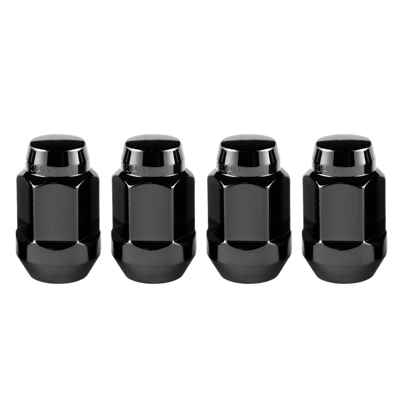 Porca sextavada McGard (estilo protuberante do assento cônico) M14X1,5 / 22 mm hexagonal / 1,635 pol. Comprimento (pacote com 4) - Preto