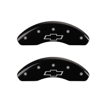 Carregar imagem no visualizador da galeria, MGP Front set 2 Caliper Covers Engraved Front Bowtie Black finish silver ch