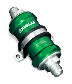 Fuelab 818 In-Line Fuel Filter Standard -8AN In/-10AN Out 6 Micron Fiberglass - Green