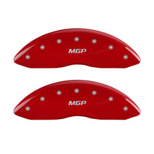 Carregar imagem no visualizador da galeria, MGP Front set 2 Caliper Covers Engraved Front MGP Red finish silver ch