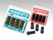 Carregar imagem no visualizador da galeria, Rays 17 Hex Racing Nut 12x1.25 (Open End) (Red Seat) - Black (2 Pieces)