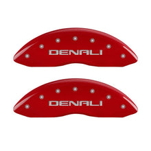 Load image into Gallery viewer, MGP 4 Caliper Covers Engraved Front &amp; Rear Denali Red finish silver ch