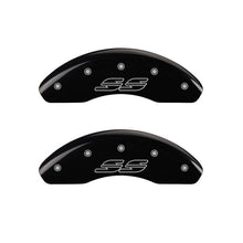 Carregar imagem no visualizador da galeria, MGP 4 Caliper Covers Engraved Front &amp; Rear Impala style/SS Black finish silver ch