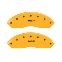 Carregar imagem no visualizador da galeria, MGP 2 Caliper Covers Engraved Front MGP Yellow Finish Black Char 1998 Chevrolet Express 2500