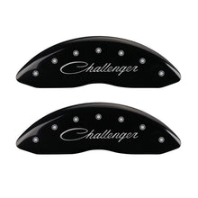 Load image into Gallery viewer, MGP 4 Caliper Covers Engraved Front Cursive/Challenger Engraved Rear RT Black finish silver ch