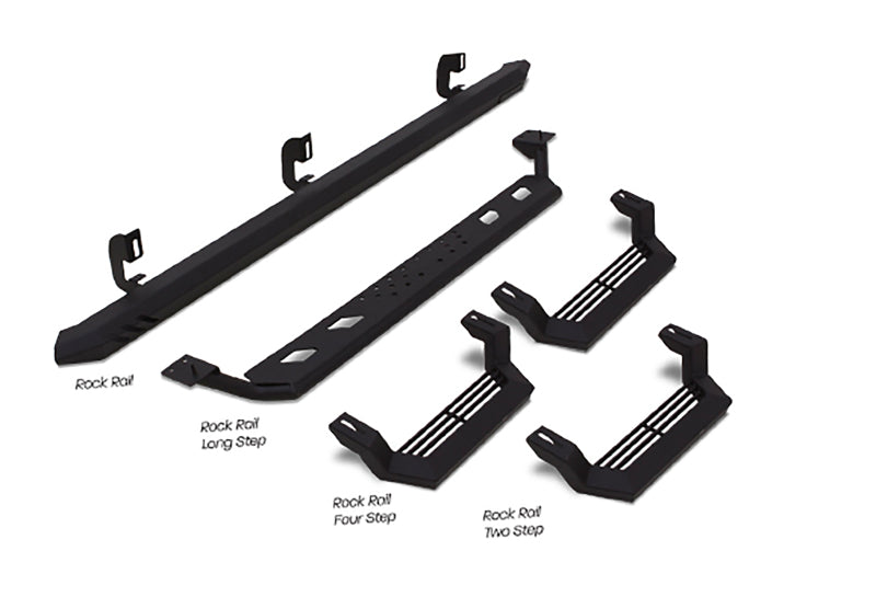 Lund Universal Ext. Cab Long Step Rock Rails - Black
