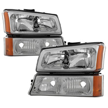 Carregar imagem no visualizador da galeria, Xtune Chevy Silverado 2500HD 03-06 Crystal Headlights w/ Bumper Lights Chrome HD-JH-CSIL03-AM-C-SET