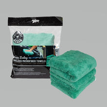 Load image into Gallery viewer, Chemical Guys Happy Ending Ultra Edgeless Microfiber Towel - 16in x 16in - Green - 3 Pack (P16)